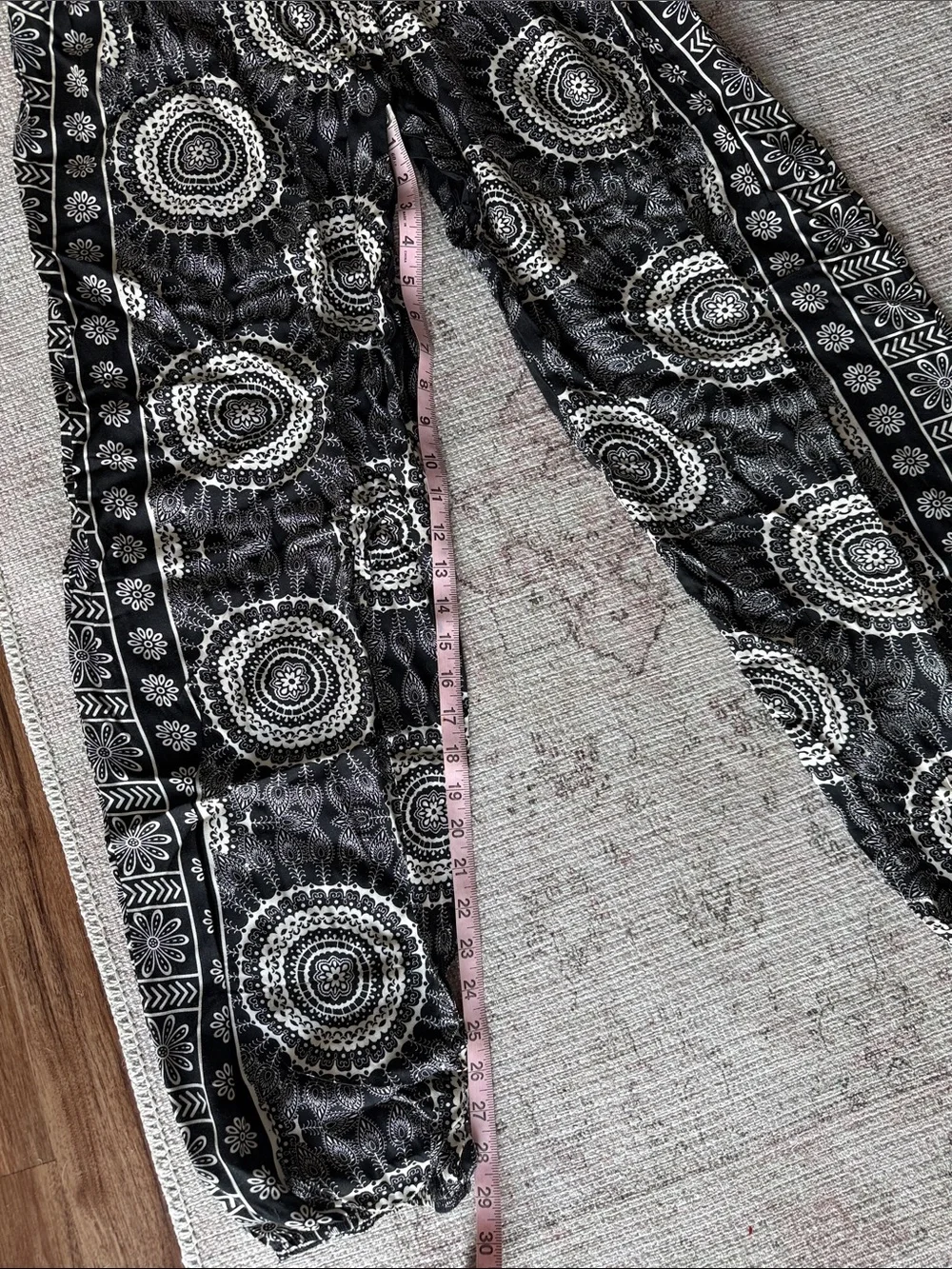 Black & White Mandala Smocked Waist Joggers - Picture 5 of 9